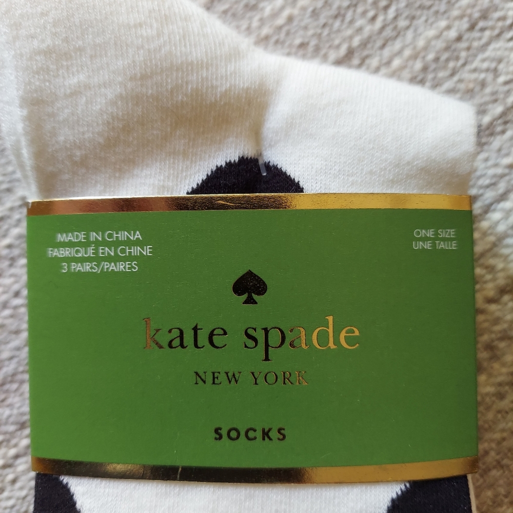 Kate Spade Spade Street Cotton Crew Socks PK of 3 Multi Prints SZ 9-11 NWT SO
